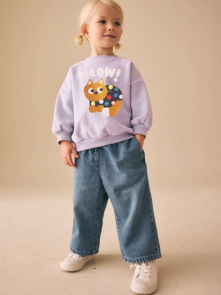 Sweaters En Hoody´S|Next Lilac Purple Spot Cat - Sweatshirt met ronde hals (3 mnd-7 jr)