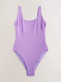 Badkleding|Next Lila-paars - Buikbedekkend badpak met ruime ronde hals