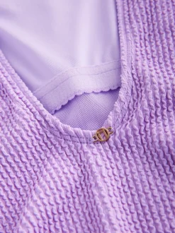 Badkleding|Next Lila-paars - Buikbedekkend badpak met ruime ronde hals