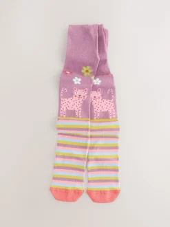 Sokken En Panty's|Next Lila-paars - Cotton Rich Stripe Character Tights