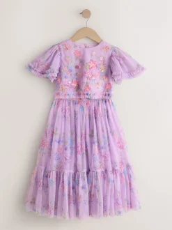 Shorts En Rokken|Next Lila-paars - Floral Embellished Top and Skirt Lehenga Set (3-16yrs)