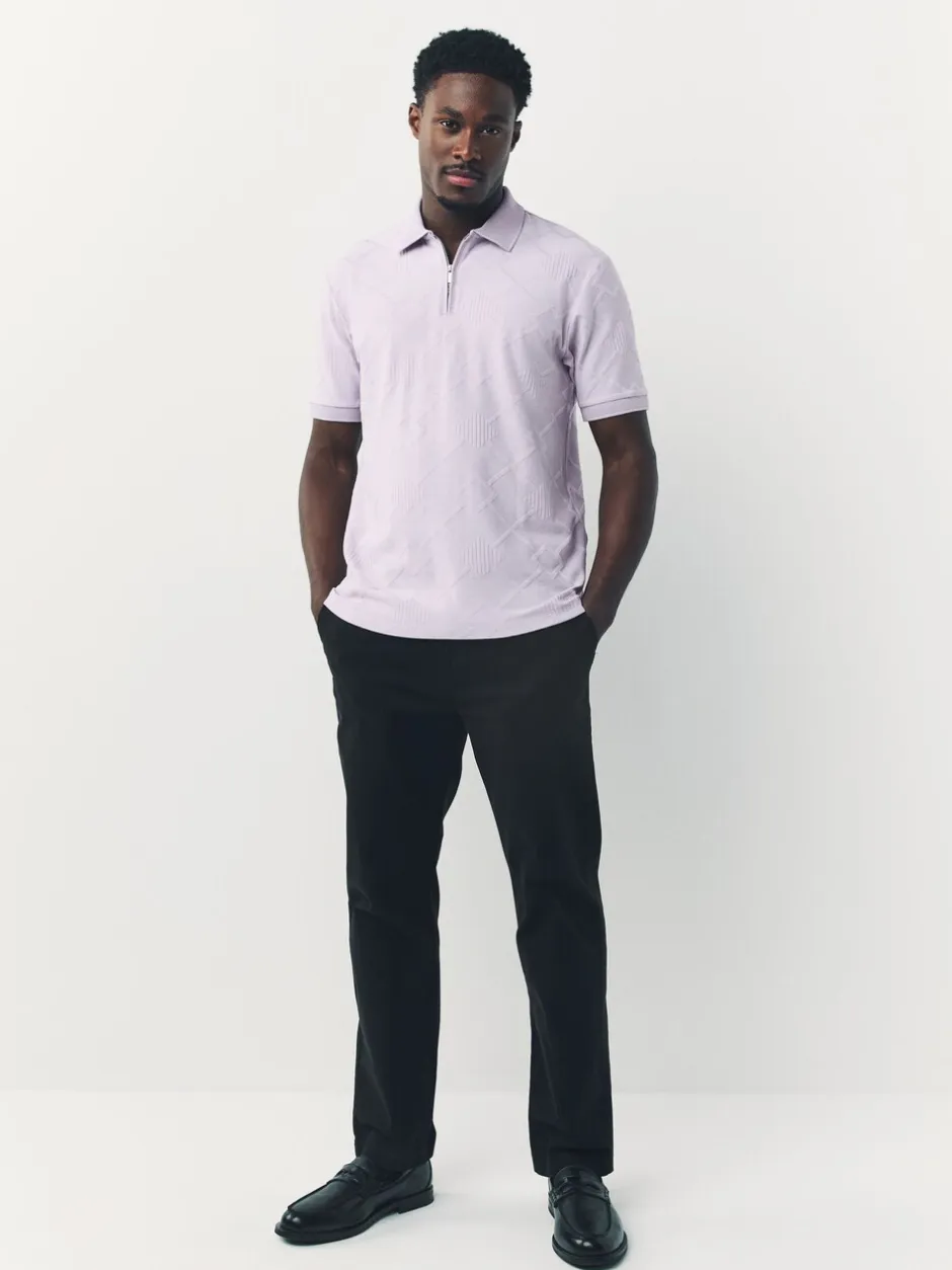 Poloshirts|Next Lila-paars - Net jacquard poloshirt