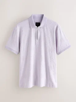 Poloshirts|Next Lila-paars - Net jacquard poloshirt