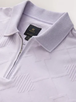 Poloshirts|Next Lila-paars - Net jacquard poloshirt