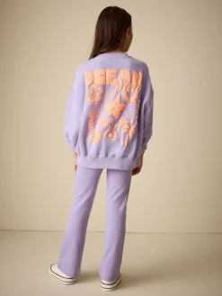 Sets En Outfits|Sweaters En Hoody´S*Next - Sweatshirt and Flare Leggings Set (3-16yrs) Lila-paars