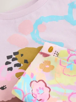 Shorts En Rokken|Next - T-Shirt and Cycle Shorts Set (3-16yrs) Lila-paars gebloemd
