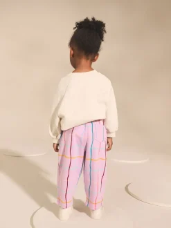 Broeken En Leggings|Next Lilapaars geruit - Broek met structuur en wijde kortere pijpen (3mnd -7jr)