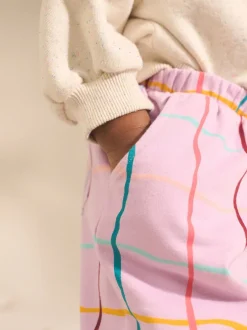 Broeken En Leggings|Next Lilapaars geruit - Broek met structuur en wijde kortere pijpen (3mnd -7jr)