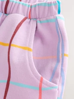 Broeken En Leggings|Next Lilapaars geruit - Broek met structuur en wijde kortere pijpen (3mnd -7jr)