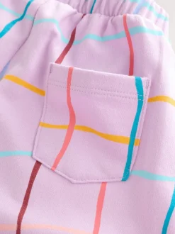Broeken En Leggings|Next Lilapaars geruit - Broek met structuur en wijde kortere pijpen (3mnd -7jr)