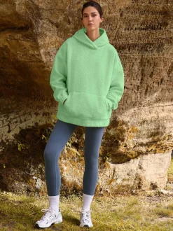 Hoody's En Sweatshirts|Next - Soft Teddy Borg Longsleeve Hoodie Limoengroen