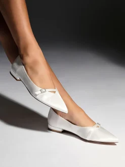Lage Schoenen|Linzi Bridal Engaged Pointed Toe Ballet Flats With Buckle Detail
