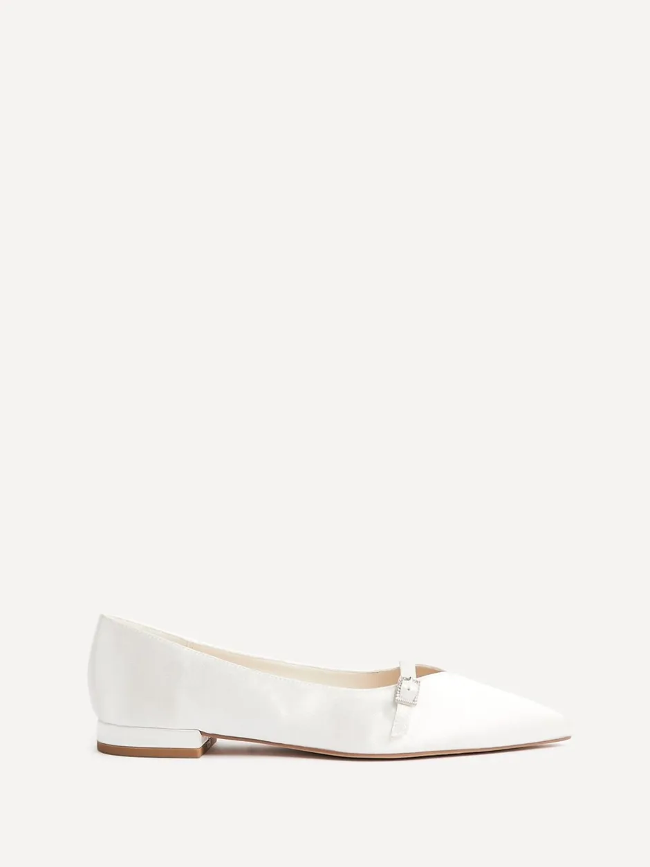 Lage Schoenen|Linzi Bridal Engaged Pointed Toe Ballet Flats With Buckle Detail