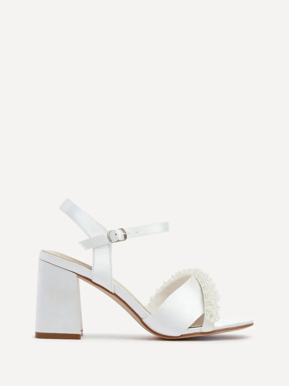 Schoenen Met Hakken|Gelegenheidskleding*Linzi Bridal Iris blokhak met parel versierde teenriem