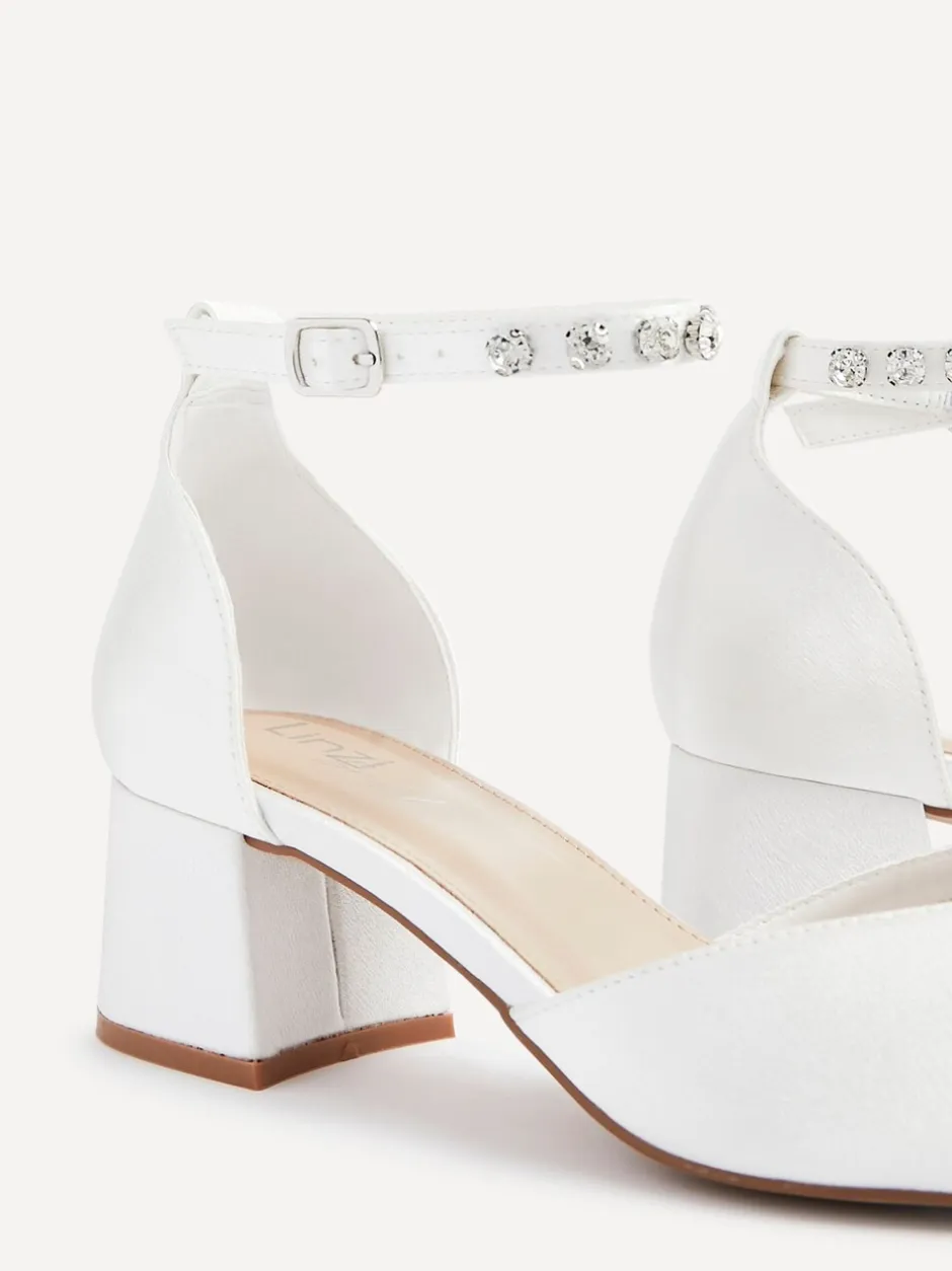 Schoenen Met Hakken*Linzi Bridal Jordanna pumps met lage blokhak en versierd enkelbandje