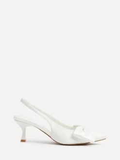 Schoenen Met Hakken|Linzi Bridal Merlot Satin Slingback Court Heels With Bow Detail
