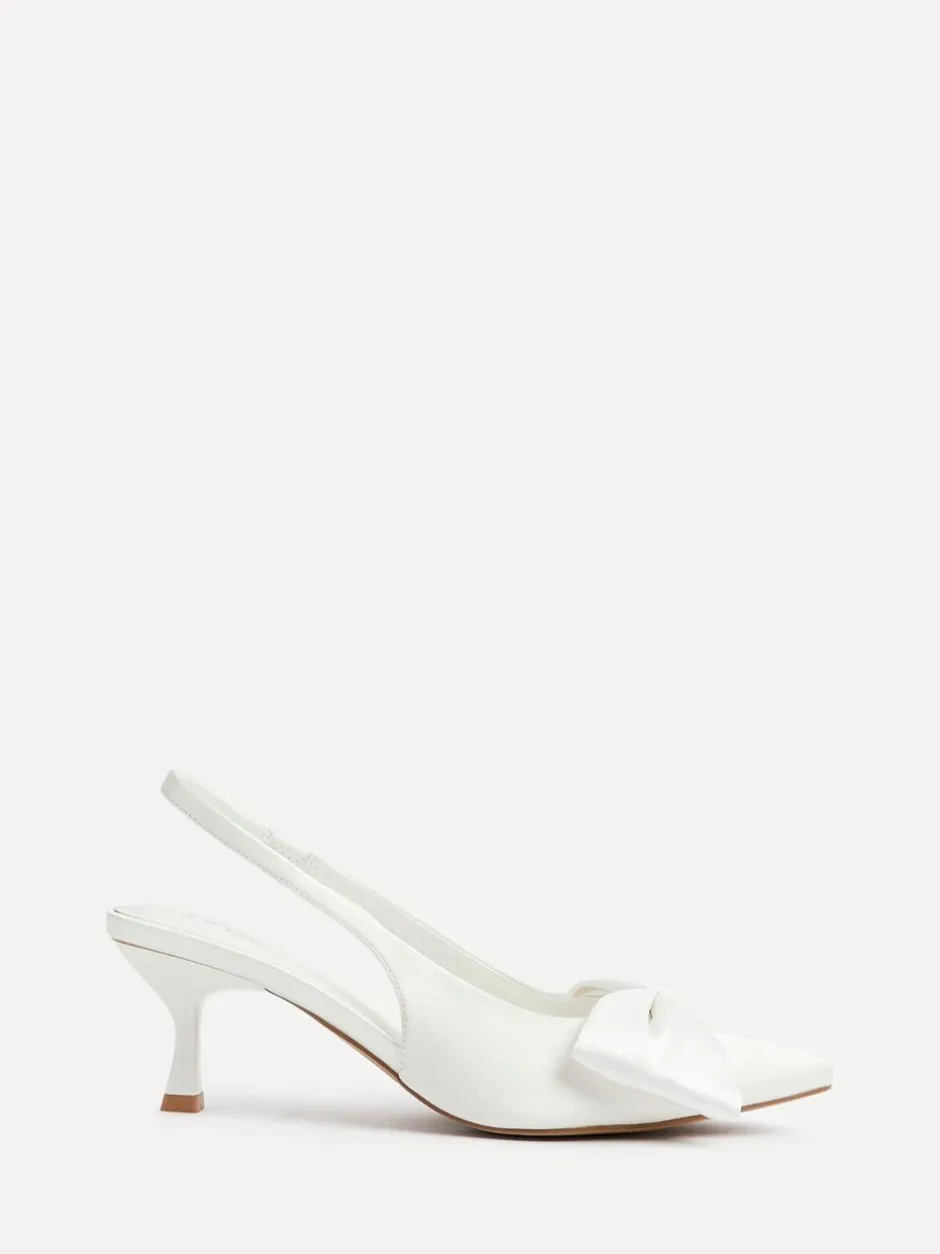 Schoenen Met Hakken|Linzi Bridal Merlot Satin Slingback Court Heels With Bow Detail