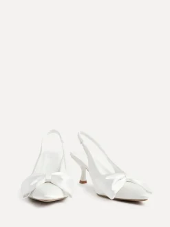 Schoenen Met Hakken|Linzi Bridal Merlot Satin Slingback Court Heels With Bow Detail