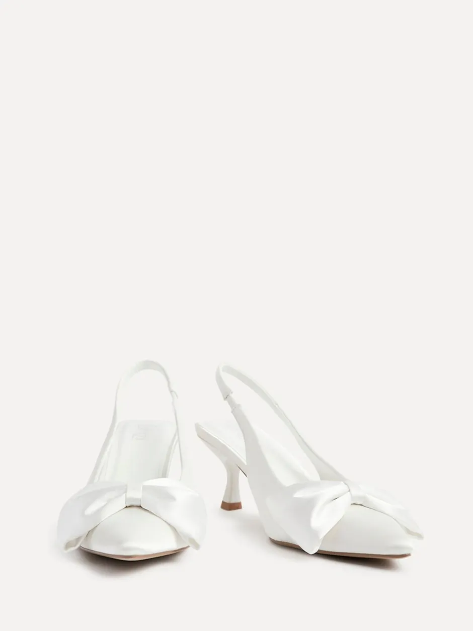 Schoenen Met Hakken|Linzi Bridal Merlot Satin Slingback Court Heels With Bow Detail