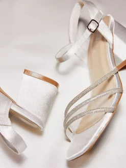 Schoenen Met Hakken*Linzi Bridal Wide Fit Mariah Open Back Heels With Diamante Triple Front