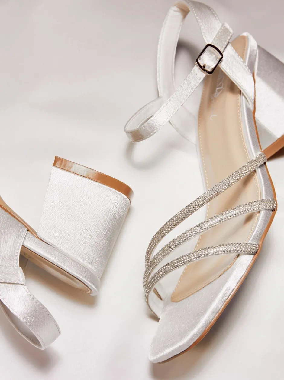 Schoenen Met Hakken*Linzi Bridal Wide Fit Mariah Open Back Heels With Diamante Triple Front