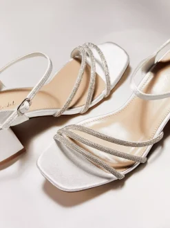 Schoenen Met Hakken*Linzi Bridal Wide Fit Mariah Open Back Heels With Diamante Triple Front