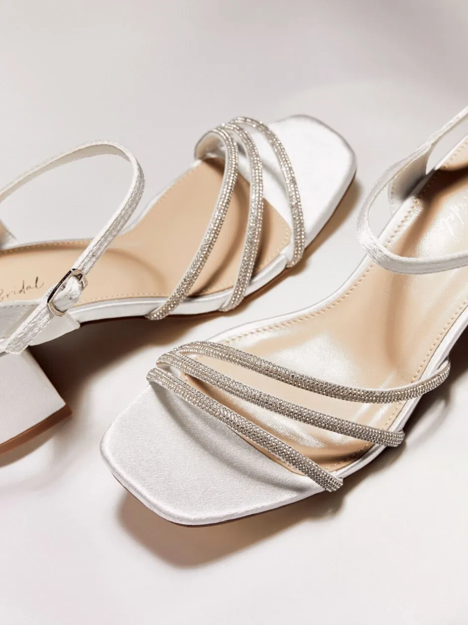 Schoenen Met Hakken*Linzi Bridal Wide Fit Mariah Open Back Heels With Diamante Triple Front