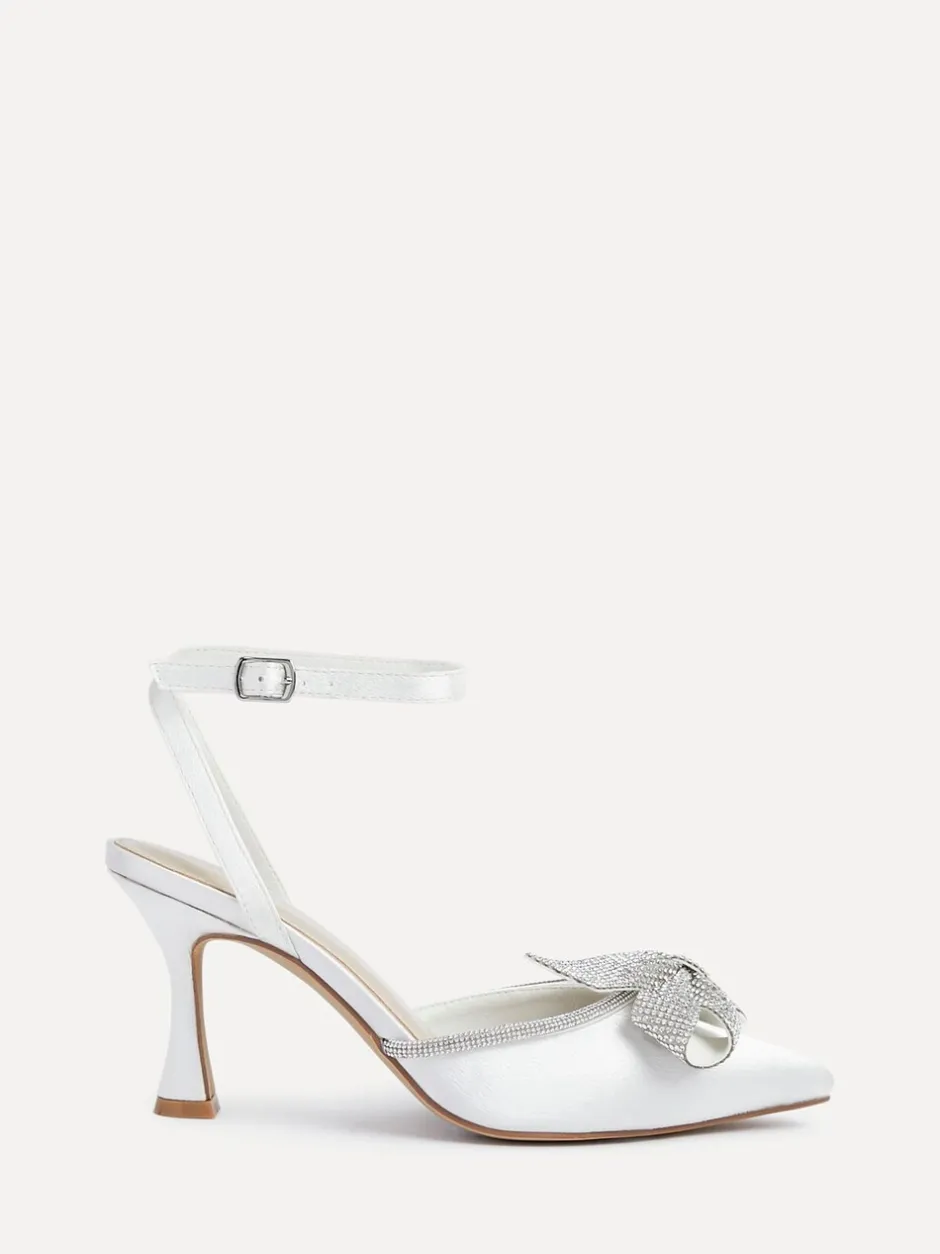 Schoenen Met Hakken*Linzi Bruidskleding Angela Satijn Diamante Strik detail pumps