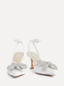 Schoenen Met Hakken*Linzi Bruidskleding Angela Satijn Diamante Strik detail pumps