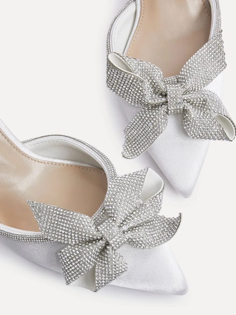 Schoenen Met Hakken*Linzi Bruidskleding Angela Satijn Diamante Strik detail pumps