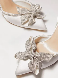 Schoenen Met Hakken*Linzi Bruidskleding Angela Satijn Diamante Strik detail pumps