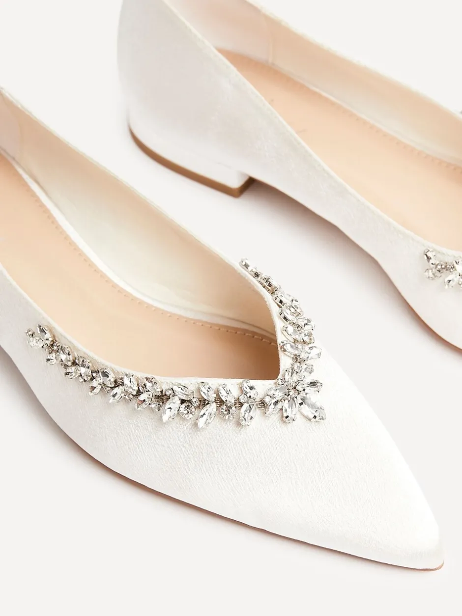 Lage Schoenen*Linzi Bruidskleding eindeloze platte ballerina's met spitse neus en bies