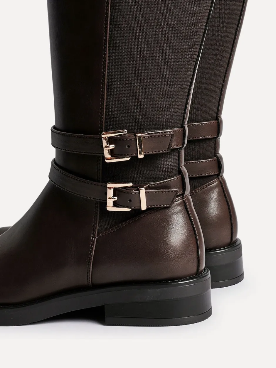 Boots|Linzi Fierce High Leg Boots With Double Buckle Detail