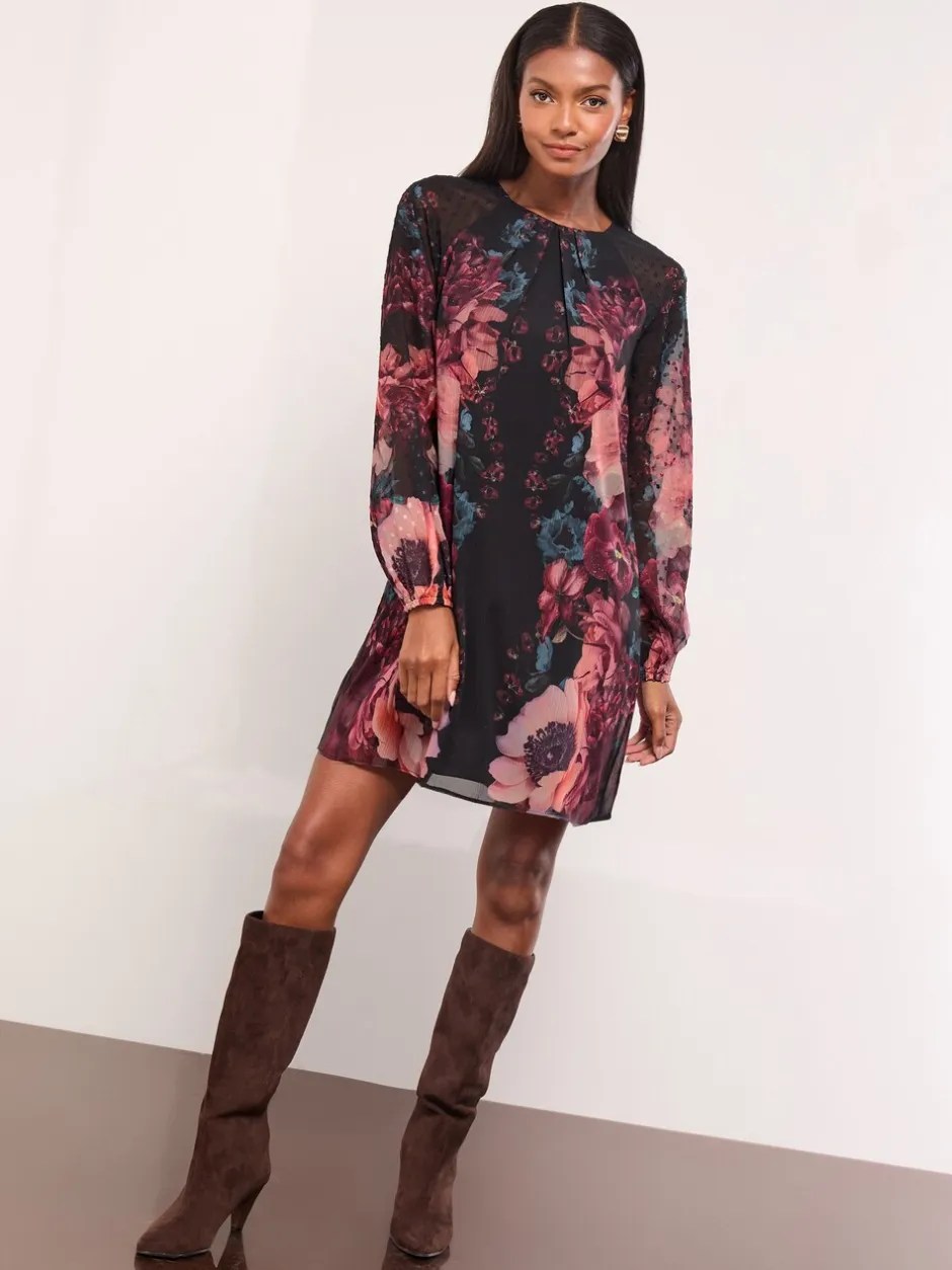 Jurken|Lipsy Blouson Sleeve Mini Shift Dress