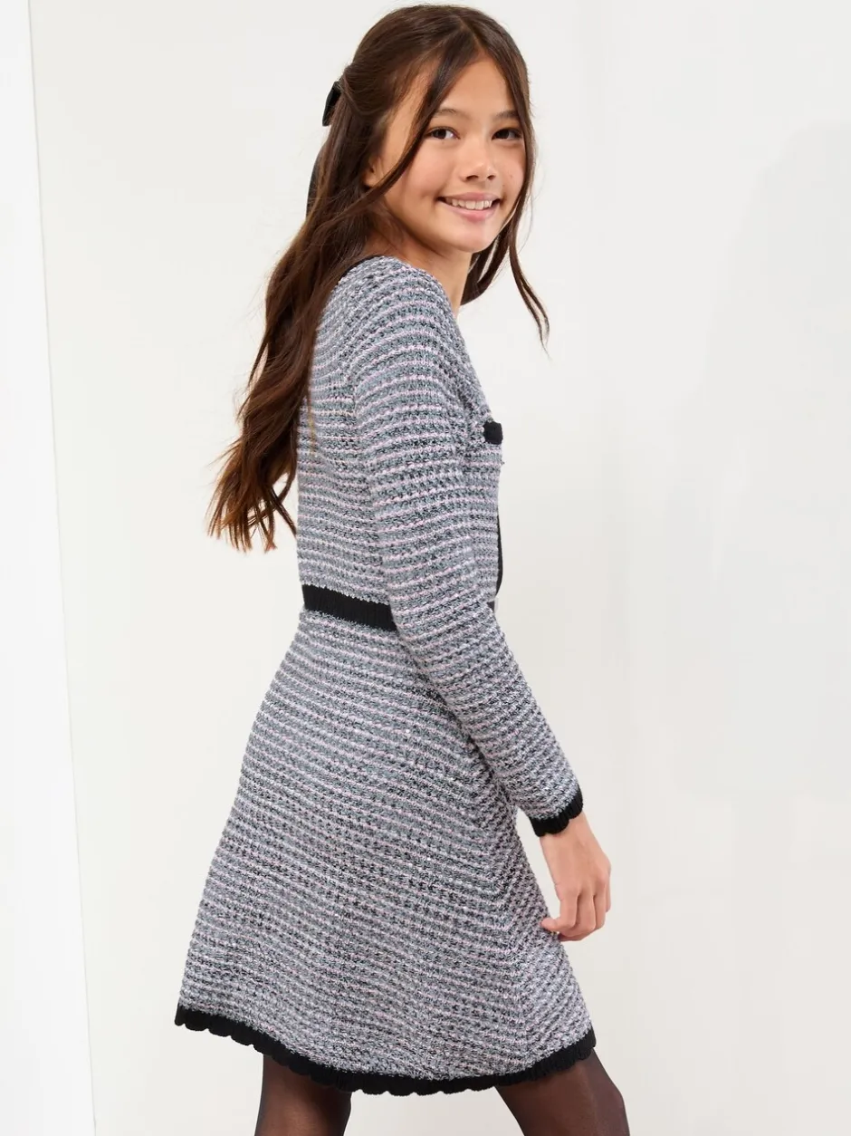 Gebreide Kleding|Lipsy Bouclé gebreide jurk met knopen (5-16jr)