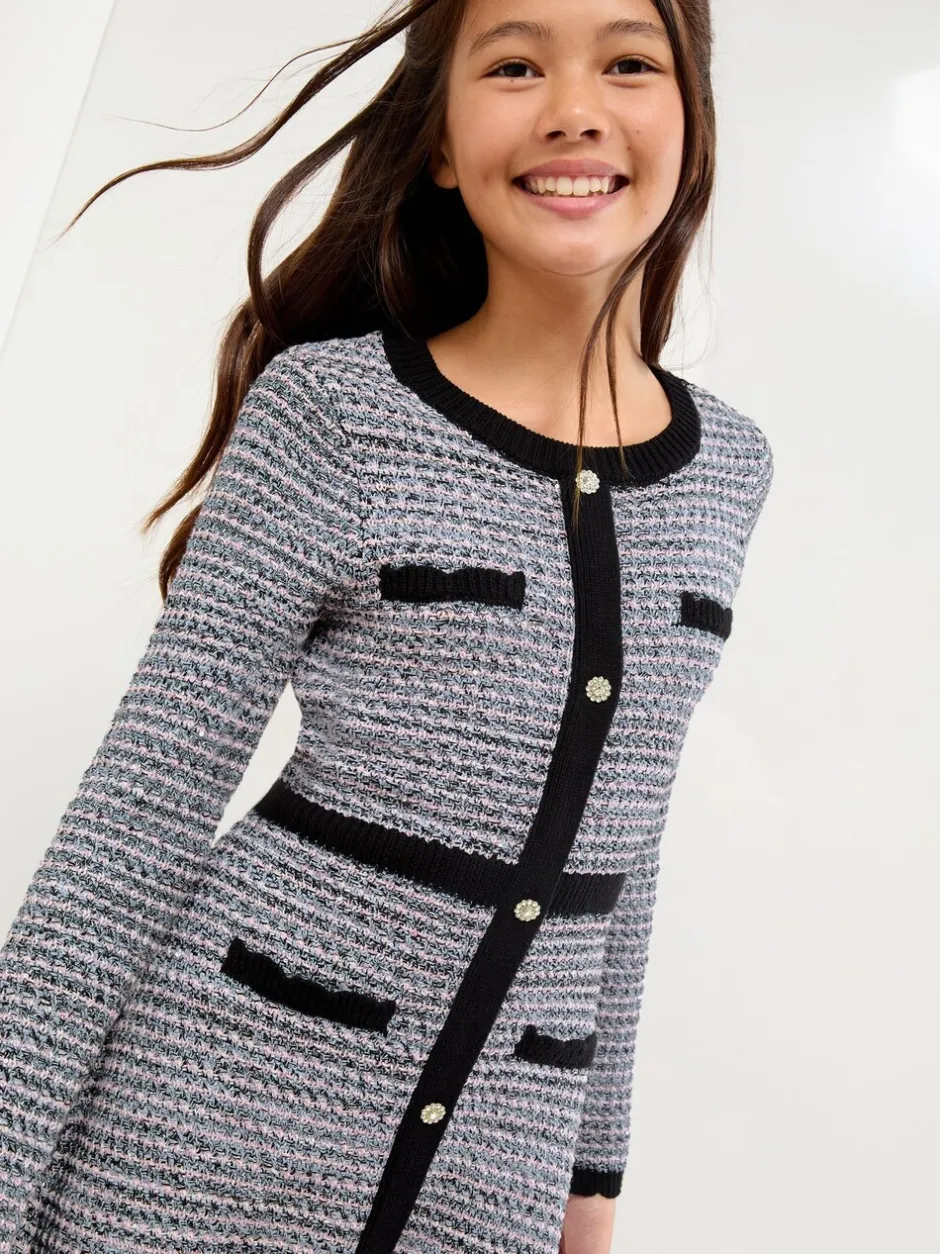 Gebreide Kleding|Lipsy Bouclé gebreide jurk met knopen (5-16jr)