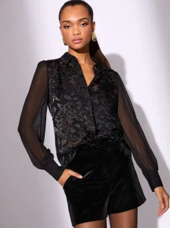 Blouses En Overhemden|Tops En T-Shirts|Lipsy Burnout overhemd met knoopsluiting