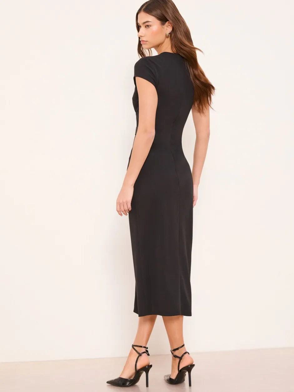 Jurken*Lipsy Cap Sleeve Button Through Belted Bodycon Midi Dress