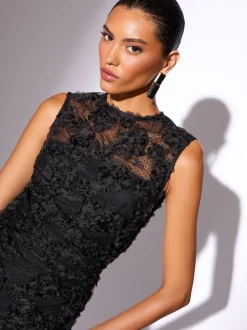 Gelegenheidskleding|Lipsy 3d Floral Mesh Midaxi Bodycon Dress