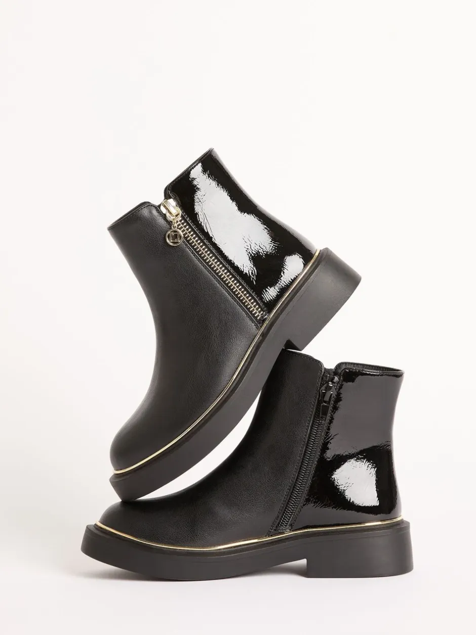 Boots|Lipsy Faux Leather Patent Contrast Zip Ankle Boots