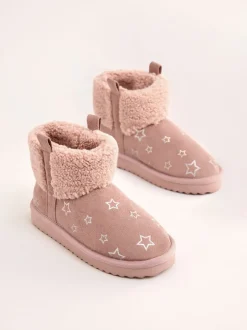 Pantoffels*Lipsy Faux Shearling Lined Print Pull On Slipper Ankle Boots
