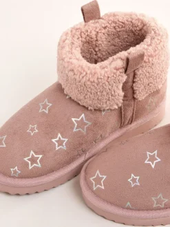 Pantoffels*Lipsy Faux Shearling Lined Print Pull On Slipper Ankle Boots