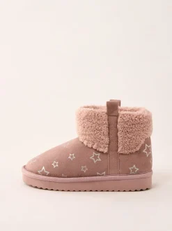 Pantoffels*Lipsy Faux Shearling Lined Print Pull On Slipper Ankle Boots