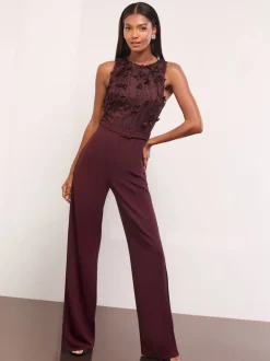 Jumpsuits En Playsuits*Lipsy Floral 3D Textured Halter Jumpsuit