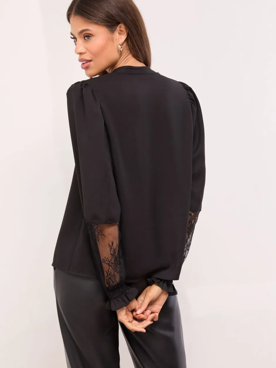 Blouses En Overhemden|Tops En T-Shirts*Lipsy Lace Detail Grandad Shirt