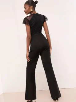 Jumpsuits En Playsuits|Gelegenheidskleding*Lipsy Lace High Neck Short Sleeve Jumpsuit