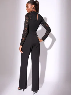 Jumpsuits En Playsuits|Gelegenheidskleding|Lipsy Long Sleeve Lace High Neck Jumpsuit
