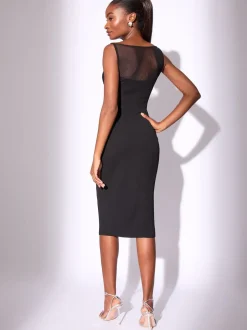 Gelegenheidskleding|Jurken*Lipsy Mesh Mix Sleeveless Bodycon Midi Dress