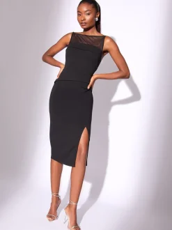 Gelegenheidskleding|Jurken*Lipsy Mesh Mix Sleeveless Bodycon Midi Dress