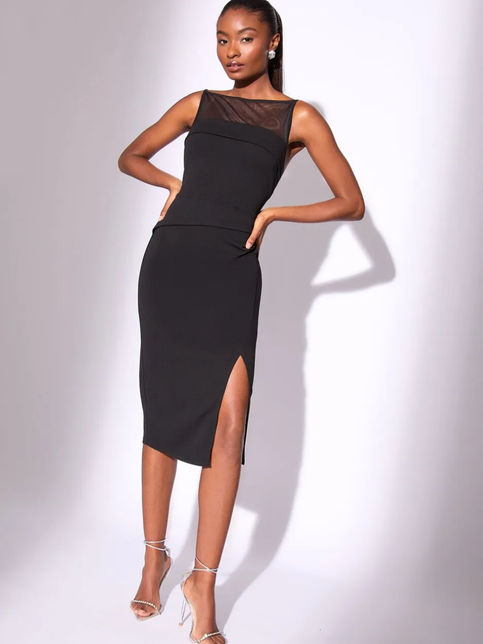 Gelegenheidskleding|Jurken*Lipsy Mesh Mix Sleeveless Bodycon Midi Dress